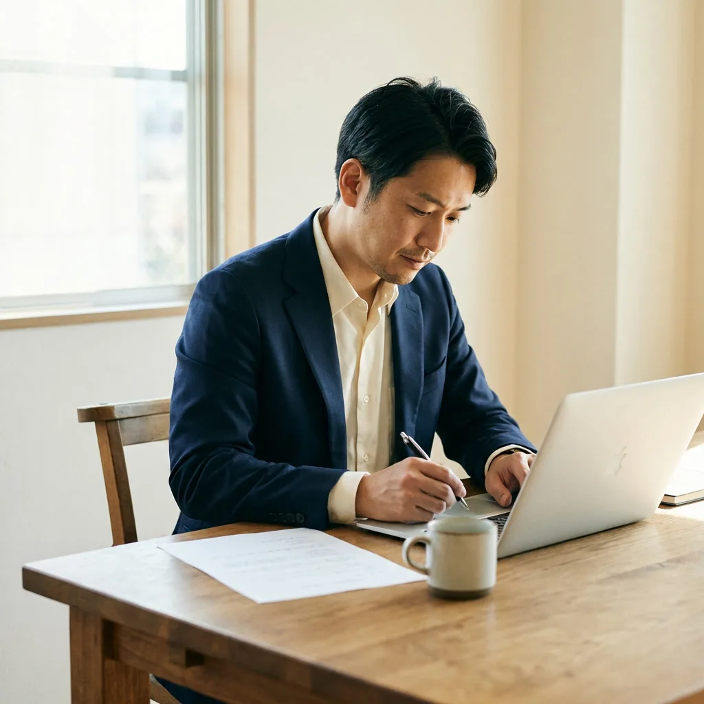 ノートPCでメールを書くビジネスパーソン